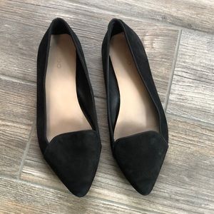 Aldo black suede flats, pointed toe